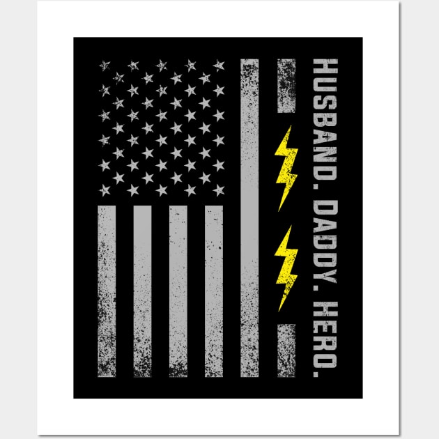 Vintage Patriotic Electrician Dad American Flag Wall Art by mrsmitful01